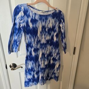 Liz Claiborne Blue and White Tie-Dye Knit Dress